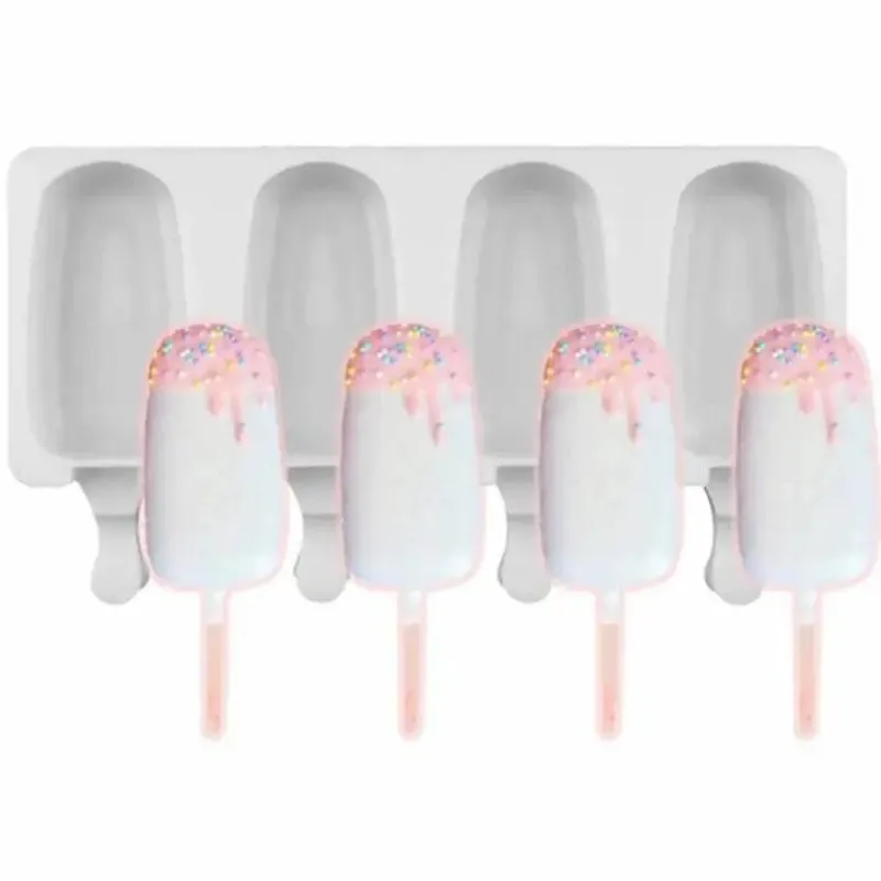 The Culinary Kit Küche & Esszimmer-Antihaftbeschichtete Eisform für Stieleis - Eiscreme-Maschinen-Set mit 4 Mulden