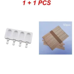 The Culinary Kit Küche & Esszimmer-Antihaftbeschichtete Eisform für Stieleis - Eiscreme-Maschinen-Set mit 4 Mulden