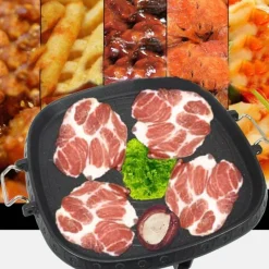 Elegance at the Table Küche & Esszimmer-Antihaftbeschichtete koreanische BBQ-Grillpfanne – doppellagig, für drinnen und draußen