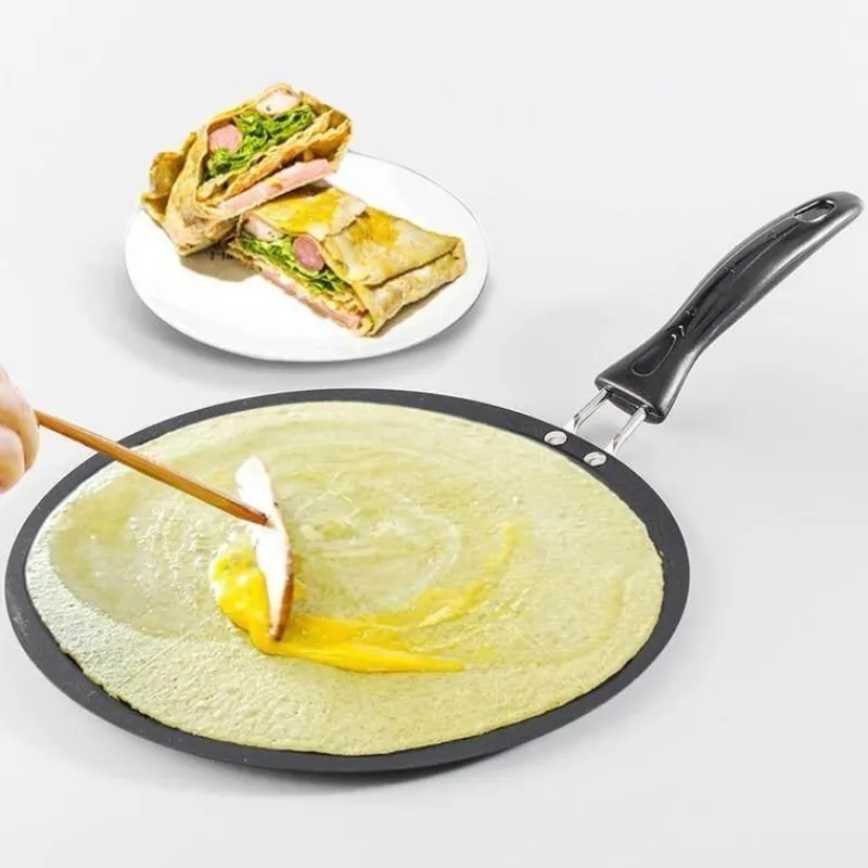 The Culinary Kit Küche & Esszimmer-Antihaftbeschichtete schwarze Pfannkuchenpfanne aus Eisen – langlebiges rundes Kochgeschirr