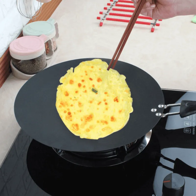 The Culinary Kit Küche & Esszimmer-Antihaftbeschichtete schwarze Pfannkuchenpfanne aus Eisen – langlebiges rundes Kochgeschirr