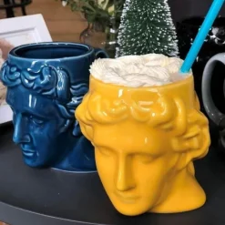 The Decor Haven Küche & Esszimmer-Antike griechische Kopftasse - Keramik Kaffeetasse