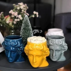 The Decor Haven Küche & Esszimmer-Antike griechische Kopftasse - Keramik Kaffeetasse