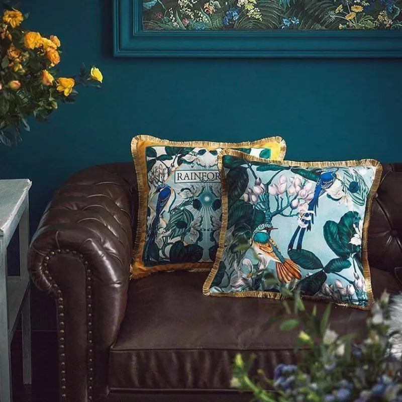 Cozy Cushions Bettzeug-Antiker Samtkissenbezug - Chinesisches Regenwald-Kunstdekor