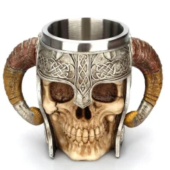 Cup Couture Küche & Esszimmer-Antiker Totenkopf Edelstahlbecher - Gothic Trinkgeschirr