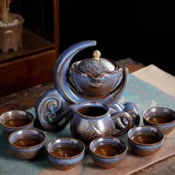 The Cozy Mug Küche & Esszimmer-Antikes chinesisches Teekannenset aus Porzellan – einzigartiges Vintage-Design