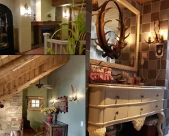 Willow u0026 Whim Beleuchtung-Antique Wooden Antler Wall Light - Rustic Home Decor