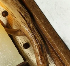 Willow u0026 Whim Beleuchtung-Antique Wooden Antler Wall Light - Rustic Home Decor