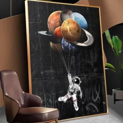Willow u0026 Whim Wohndeko-Astronauten-Leinwandbild – Wanddekoration mit Weltraummotiv