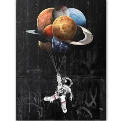 Willow u0026 Whim Wohndeko-Astronauten-Leinwandbild – Wanddekoration mit Weltraummotiv