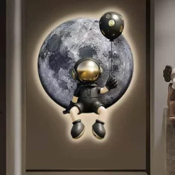 The Decor Haven Beleuchtung-Astronauten-Wandkunstlampe – Verträumtes Weltraumdekorlicht