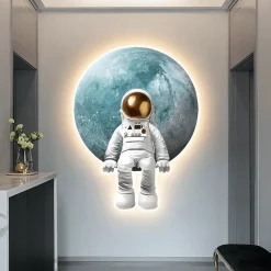The Decor Haven Beleuchtung-Astronauten-Wandkunstlampe – Verträumtes Weltraumdekorlicht