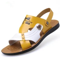 Herren Wilderness Haven Herrenschuhe|Camping Im Freien-Atmungsaktive Strandpantoffeln aus Leder – modische Sommerschuhe für Herren