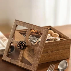 Space Savvy Küche & Esszimmer-Aufbewahrungsbox aus Walnussholz – Eleganter Organizer aus Holz
