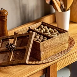 Space Savvy Küche & Esszimmer-Aufbewahrungsbox aus Walnussholz – Eleganter Organizer aus Holz