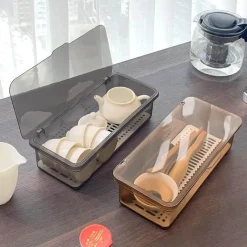 Tom Küche & Esszimmer-Aufbewahrungsbox für Teeservice – Organizer-Etui mit Deckel und Löffel