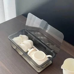 Tom Küche & Esszimmer-Aufbewahrungsbox für Teeservice – Organizer-Etui mit Deckel und Löffel