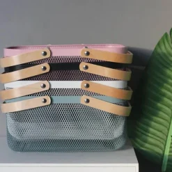 Tom Küche & Esszimmer-Aufbewahrungskorb aus Eisengeflecht mit Holzgriff – stilvoller Organizer für Küche und Bad