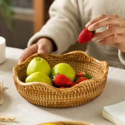 Space Savvy Küche & Esszimmer-Aufbewahrungskorb aus Rattan – Gewebter Home Organizer