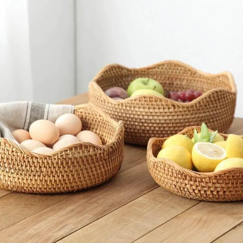 Feast u0026 Flair Küche & Esszimmer-Aufbewahrungskorb aus Rattan – Vielseitiger Snack- und Obst-Organizer