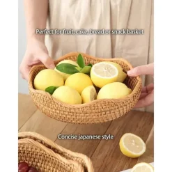 Feast u0026 Flair Küche & Esszimmer-Aufbewahrungskorb aus Rattan – Vielseitiger Snack- und Obst-Organizer