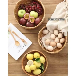 Feast u0026 Flair Küche & Esszimmer-Aufbewahrungskorb aus Rattan – Vielseitiger Snack- und Obst-Organizer