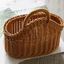 Space Savvy Küche & Esszimmer-Aufbewahrungskorb aus Rattan – dekorativer geflochtener Ordnungskorb