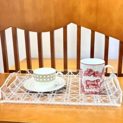 Feast u0026 Flair Küche & Esszimmer-Aufbewahrungstablett aus Rattan – Eleganter Küchen-Organizer aus Acryl