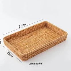 Feast u0026 Flair Küche & Esszimmer-Aufbewahrungstablett aus Rattangeflecht – quadratische Speiseplatte als Küchendekor