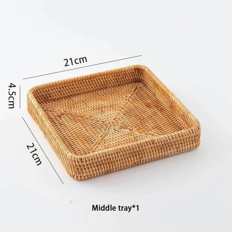Feast u0026 Flair Küche & Esszimmer-Aufbewahrungstablett aus Rattangeflecht – quadratische Speiseplatte als Küchendekor