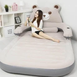 Kinder Comfort u0026 Style Kinderzimmermöbel-Aufblasbares Bärenbett mit Rückenlehne – Bequemes Cartoon-Design