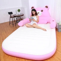 Kinder Comfort u0026 Style Kinderzimmermöbel-Aufblasbares Bärenbett mit Rückenlehne – Bequemes Cartoon-Design