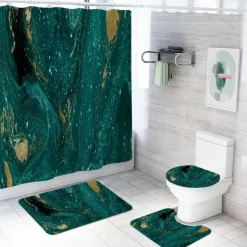 Aqua Essence Badezimmer-Aurora Duschvorhang-Set – Elegantes Badezimmerdekor