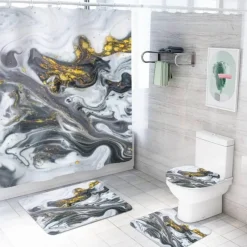 Aqua Essence Badezimmer-Aurora Duschvorhang-Set – Elegantes Badezimmerdekor