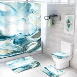 Aqua Essence Badezimmer-Aurora Duschvorhang-Set – Elegantes Badezimmerdekor