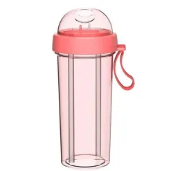 The Culinary Kit Küche & Esszimmer-Auslaufsichere Reisewasserflasche – Trinkflasche mit zwei Strohhalmen