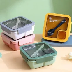Tom Küche & Esszimmer-Auslaufsicheres Bento-Box-Set – Mikrowellengeeigneter Lebensmittelbehälter mit Geschirr