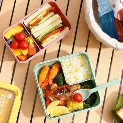 Tom Küche & Esszimmer-Auslaufsicheres Bento-Box-Set – Mikrowellengeeigneter Lebensmittelbehälter mit Geschirr