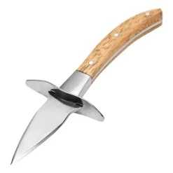 Tom Küche & Esszimmer-Austernmesser - Austernöffner aus Edelstahl mit Holzgriff und Lederetui