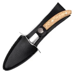 Tom Küche & Esszimmer-Austernmesser - Austernöffner aus Edelstahl mit Holzgriff und Lederetui