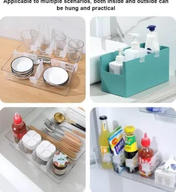 Space Savvy Küche & Esszimmer-Ausziehbare Kühlschrankregal-Organizer – 4-teiliges Trenner-Set für einfache Aufbewahrung