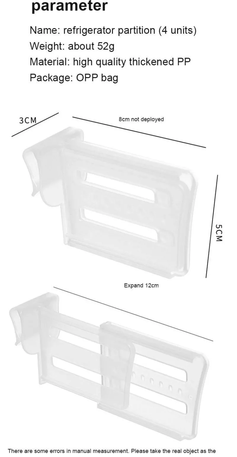 Space Savvy Küche & Esszimmer-Ausziehbare Kühlschrankregal-Organizer – 4-teiliges Trenner-Set für einfache Aufbewahrung