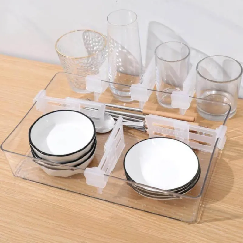 Space Savvy Küche & Esszimmer-Ausziehbare Kühlschrankregal-Organizer – 4-teiliges Trenner-Set für einfache Aufbewahrung