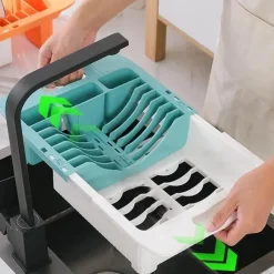 The Culinary Kit Küche & Esszimmer-Ausziehbarer Geschirrständer – platzsparender Küchen-Organizer