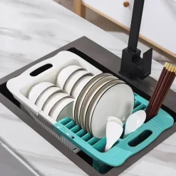 The Culinary Kit Küche & Esszimmer-Ausziehbarer Geschirrständer – platzsparender Küchen-Organizer