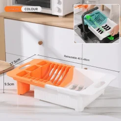 The Culinary Kit Küche & Esszimmer-Ausziehbarer Geschirrständer – platzsparender Küchen-Organizer