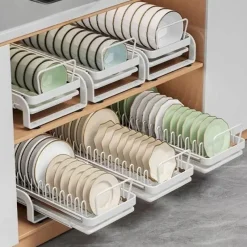 Space Savvy Küche & Esszimmer-Ausziehbarer Geschirrständer – Aufbewahrungsorganizer für die Küche