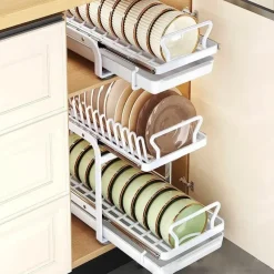 Space Savvy Küche & Esszimmer-Ausziehbarer Geschirrständer – Aufbewahrungsorganizer für die Küche