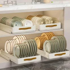 Space Savvy Küche & Esszimmer-Ausziehbarer Küchen-Organizer aus Edelstahl – Aufbewahrungslösung mit Schiebeschränken