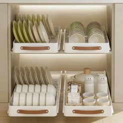 Space Savvy Küche & Esszimmer-Ausziehbarer Küchen-Organizer aus Edelstahl – Aufbewahrungslösung mit Schiebeschränken